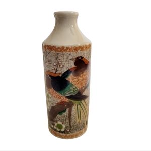 Vintage Japanese Porcelain Bud Vase With Birds and a Floral design
